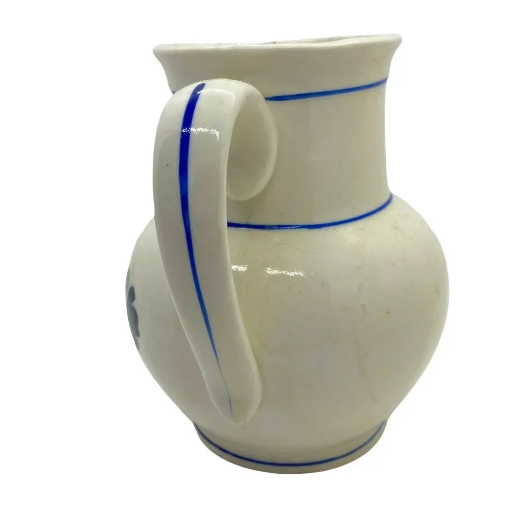 Floral Czech Jug Vase W/ Handle Vtg Multicolor Porcelain Decorative Open 5.5